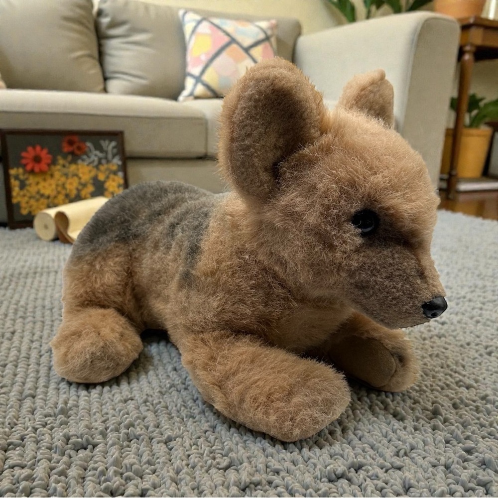 VTG 1985 GUND German Shepherd Dog Plush 20" Realistic Suede Paws RARE HTF